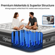 Ophanie AMH5V267 King Air Mattress, 18-Inch Elevated Inflatable Bed with Built-in Electric Pump, Puncture-Resistant PVC, 21 Air Coils