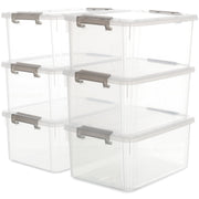 Citylife WALX-6319PC6GM 17 QT Plastic Storage Bins w/Lids Large Stackable, Clear (6 Pack) 15.9x11.6x7.3