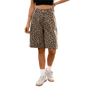 RDKTPXZ Women's Leopard Print Bermuda Shorts, leopard print, L