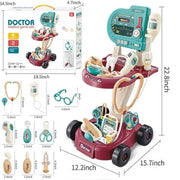 VALESSATI JT316136 Doctor Medical Set Toy Pretend Play Doctors X-Ray Trolley Double-Decker. Doctor Kits for Toddlers Boy Girl Age 3 4 5 Years Old