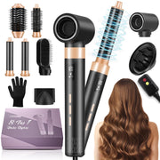 Taotique 8 in 1 Blow Dryer Brush Set, Detachable Hair Styling Tool with 3 Heat Settings, Multi-Attachment Hot Air Brush for Curling, Drying, Volumizing, Smoothing, Gold