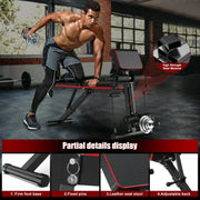 GIKPAL US01+SP0336_01_7:OJHZ Adjustable Weight Bench, 7 Positions, Extended Headrest, Detachable Leg Extension