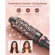 Wavytalk 320N1 5 in 1 Curling Iron Set with 4 Interchangeable Ceramic Wands 0.35 to 1.25 in, Thermal Brush, Instant Heat Up, Dual Voltage, Rose Gold