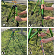 EB Esybol Impact Sprinkler on Tripod Base, Heavy-Duty Brass and Stainless Steel, 300 Degree Coverage, Adjustable Height 16-37 in, Green, SSQ-1