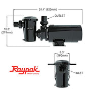 Raypak Protege 1.5 HP Variable Speed Above Ground Pool Pump, Permanent Magnet Motor, Quiet Operation, Clear Quick-Release Lid, 1.5