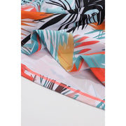 Astlbim Plus Size Two-Piece Bikini Set, Tropical Palm Print Tankini Top with Neon Orange Trim, 2XL