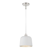 Savoy House Trade Winds Nora 1-Light Pendant Light with White Metal Shade and Polished Nickel Finish, 9 in. W x 9 in. H, M70118WHPN