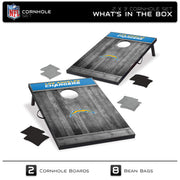 Wild Sports NFL Los Angeles Chargers Cornhole Set, 2'x3' MDF Wood Boards, 8 Double-Stitched Polyester Bean Bags, Gray Wood Design, TTW1N-125-K