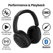 Pioneer A50-BK Dual Mode Wireless Headphones with Hybrid Active Noise Cancellation