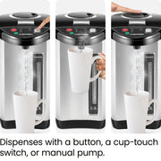 Chefman Electric Hot Water Pot, 3.6L Insulated Stainless Steel, 700W Instant Heating, Auto & Manual Dispense, Safety Lock, Boil Dry Protection