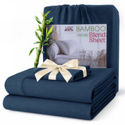 LDC Lux Decor Collection BMB-BLD-T-NVY-BLU Rayon from Bamboo Blend Twin Bed Sheets Set, Cooling, Navy Blue, 3 Piece