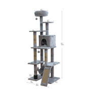 Vibrant Life 7-Level 65-Inch Cat Tree with Hammock and Condo, Light Gray