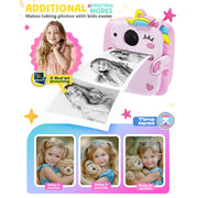 Prysyed Upgrade Kids Instant Digital Camera, 12MP Photos, 1080P HD Video, Thermal Instant Print, Pink