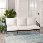 Better Homes & Gardens Aubrey Outdoor Metal Sofa with Weather-Resistant Off-White Cushions, Black Frame