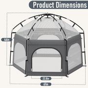 G TALECO GEAR Baby Playpen with UPF50+ Canopy, Instant Pop-Up Portable Foldable Play Yard, Large Indoor Outdoor Tent, Gray, ETWL