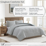 My Texas House Full/Queen Comforter Set, All-Season, Green Gingham Plaid, 3-Piece