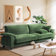 HOMSHADE Corduroy Sofa, 83-Inch, Ultra-Deep 22-Inch Seat, Green, Solid Wood Frame, Tool-Free Assembly, Includes 2 Pillows