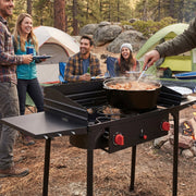 Sixdaysox 2 Burner Camping Stove, 150000 BTU, Propane, Cast Iron, Portable with Wind Panel and Removable Legs