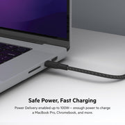 Belkin BoostCharge USB-C to USB-C Cable, 10ft, 100W Fast Charging, Braided Nylon, USB-IF Certified, Black