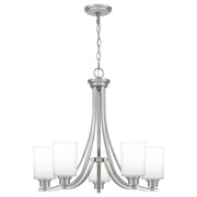Quoizel Pruitt 5-Light Chandelier, 26 Inch, Brushed Nickel, Transitional Style, PRUO5026BN