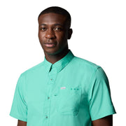 Columbia PFG Slack Tide Camp Short-Sleeve Button-Down Shirt, Omni-Shade UPF 50 Sun Protection, Omni-Wick Moisture Management, Glaze Green, 2XLT, 157705