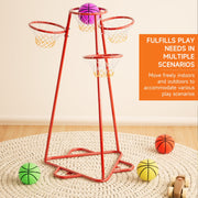 Bruce & Shark 4-Hoop Kids Basketball Hoop Portable Stand Set with 4 Balls for Ages 3+