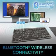 Adesso EasyTouch 7000 Multi-OS Bluetooth Wireless Keyboard with CoPilot AI Hotkey, Quiet Scissor Switch Keys, Rechargeable, Black Gray, WKB-7000BB