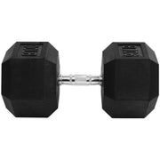 BalanceFrom Rubber Encased Hex Dumbbells, 90 lbs Single, Black