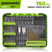 Greenworks 150PC Drill and Driver Bit Set, 1/4