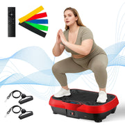 Baokaler Rican Vibration Plate Exercise Machine, Full Body Workout Platform with 120 Speed Levels, Loop Resistance Bands, Remote Control, Red, 200W