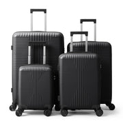 Ktaxon 4-Piece Luggage Set, Lightweight Polypropylene Hardshell, 360 Spinner Wheels, Adjustable Aluminum Handles, Black, 15in 20in 24in 28in, 19086510960