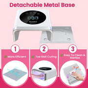 NAILGIRLS UV LED Nail Lamp, 150W Powerful Gel Polish Curing Light, 4 Timer Settings, Automatic Sensor, Large LCD Display, Magnetic Detachable Base, White