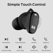Monster MH11903 Wireless Earbuds In-ear Bluetooth Headphones, 25H Playtime, Black