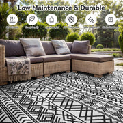 SIXHOME Outdoor Rug 5x8 Waterproof Reversible Patio Rug Boho Geometric Indoor Outdoor Rugs, Black and White