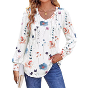 Fantaslook Long Sleeve Shirts for Women, 1 White Pink Floral