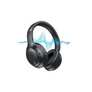 AUOSHI A18 Active Noise Cancelling Over-Ear Headphones, Bluetooth 5.3 Wireless, 55H Playtime, Built-In Microphone, Black