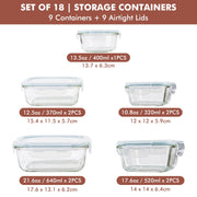 Razab Glass Food Storage Containers with BPA-Free Leakproof Lids, 24-Piece Set, Borosilicate Glass, Airtight Meal Prep Containers