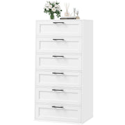 Homfa BOT-MD-017 6 Drawer Tall Dresser, Chest of Drawer Nightstand Storage Cabinet with Metal Handles, White