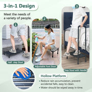 Zelen Car Step Stool with Handle, Heavy-Duty Iron Construction, Adjustable Height 39.5-43.5 in, Black