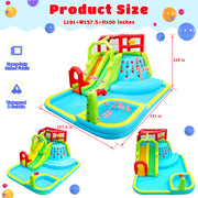 WELLFUNTIME Inflatable Water Slide Bounce House with Dual Slides, Climbing Wall, Splash Pool, Water Cannons, and Blower, 191 x 157.5 x 100 in