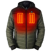 ActionHeat 5V Men's Poconos Battery Heated Puffer Jacket W/ Hood- Olive Green and Black, M