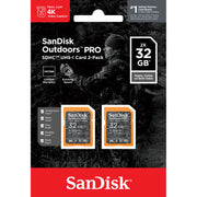 SanDisk SDSDXWT-032G-AW6V2 Outdoors Pro SD 4K UHS-I, U3 Card 32GB 2-Pack