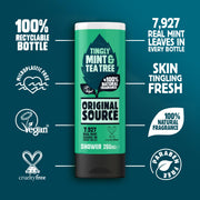 Original Source Mint and Tea Tree Shower Gel, Natural Ingredients, 250 ml, Unisex, 2556926