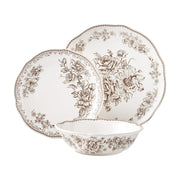 The Pioneer Woman PWF5194 Agatha 12-Piece Stoneware Dinnerware Set, Brown