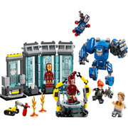 LEGO 76315 Marvel Iron Mans Laboratory Hall of Armor Building Set, 384 Pieces, Includes Minifigures and Posable Mech, Ages 8+