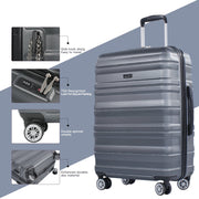 Tripcomp TR2006 Hardside Luggage Set 3-Piece Set(21/25/29) Lightweight Suitcase 4-Wheeled Suitcase Set(Grey)