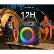 CASCHO 2BRLM-S15-1 Karaoke Machine with Dual Microphones, Portable Bluetooth Speaker, DJ Lights, USB Support, Black