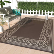 DEORAB Outdoor Rug, Waterproof Reversible Plastic Patio Carpet, 6 x 9 ft , Coffee and Brown- UV Protection