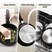 Kikcoin 21-Piece Non-Toxic Nonstick Cookware Set with Removable Handles, Induction Compatible, Black, KCWS02BK06D22
