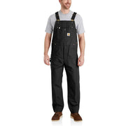 Carhartt Heavyweight Cotton Duck Bib Overalls for Men, Black, 28W x 32L, Adjustable Elastic Suspenders, Knee-Pad Ready, 102776